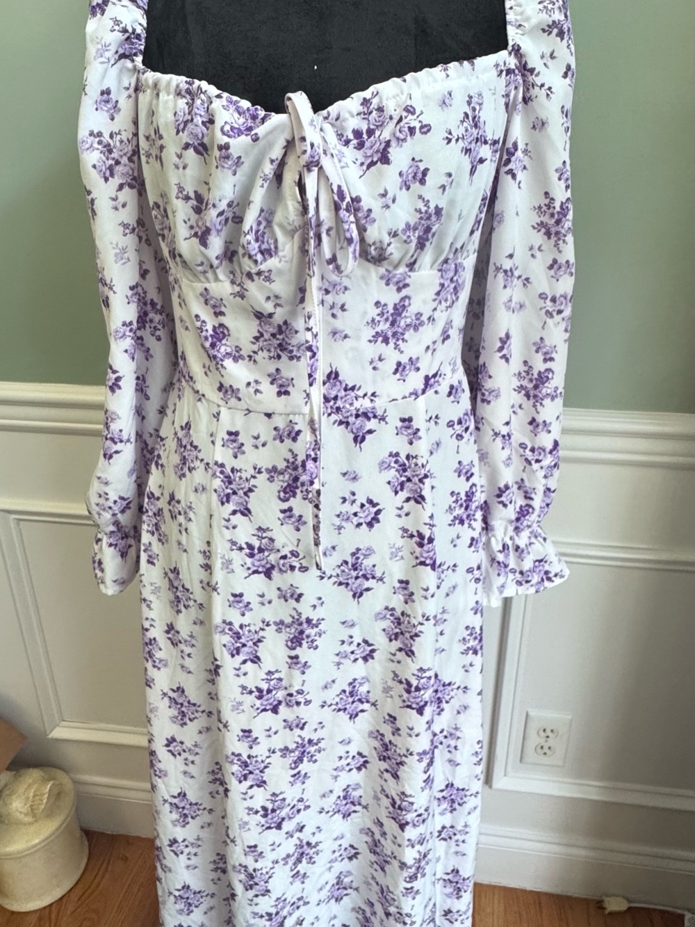 Lioness White Maxi Dress with Purple Floral Print